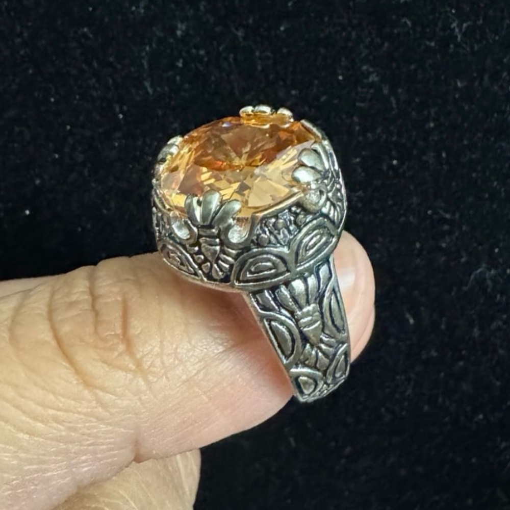 Silver Citrine champagne ring